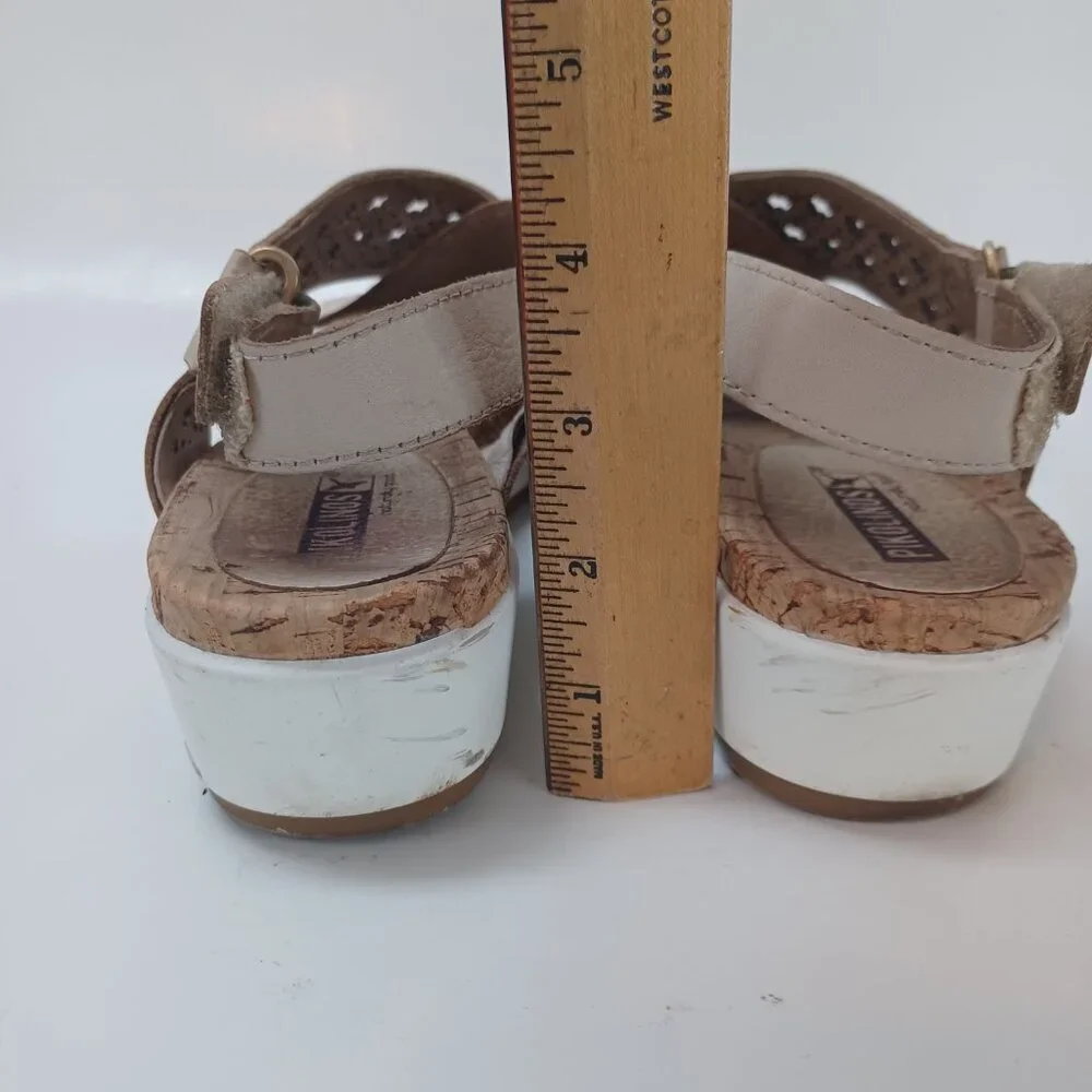 Pikolinos Wedge Sandals Neutral Beige Adjustable Womens US 10‎ or 40